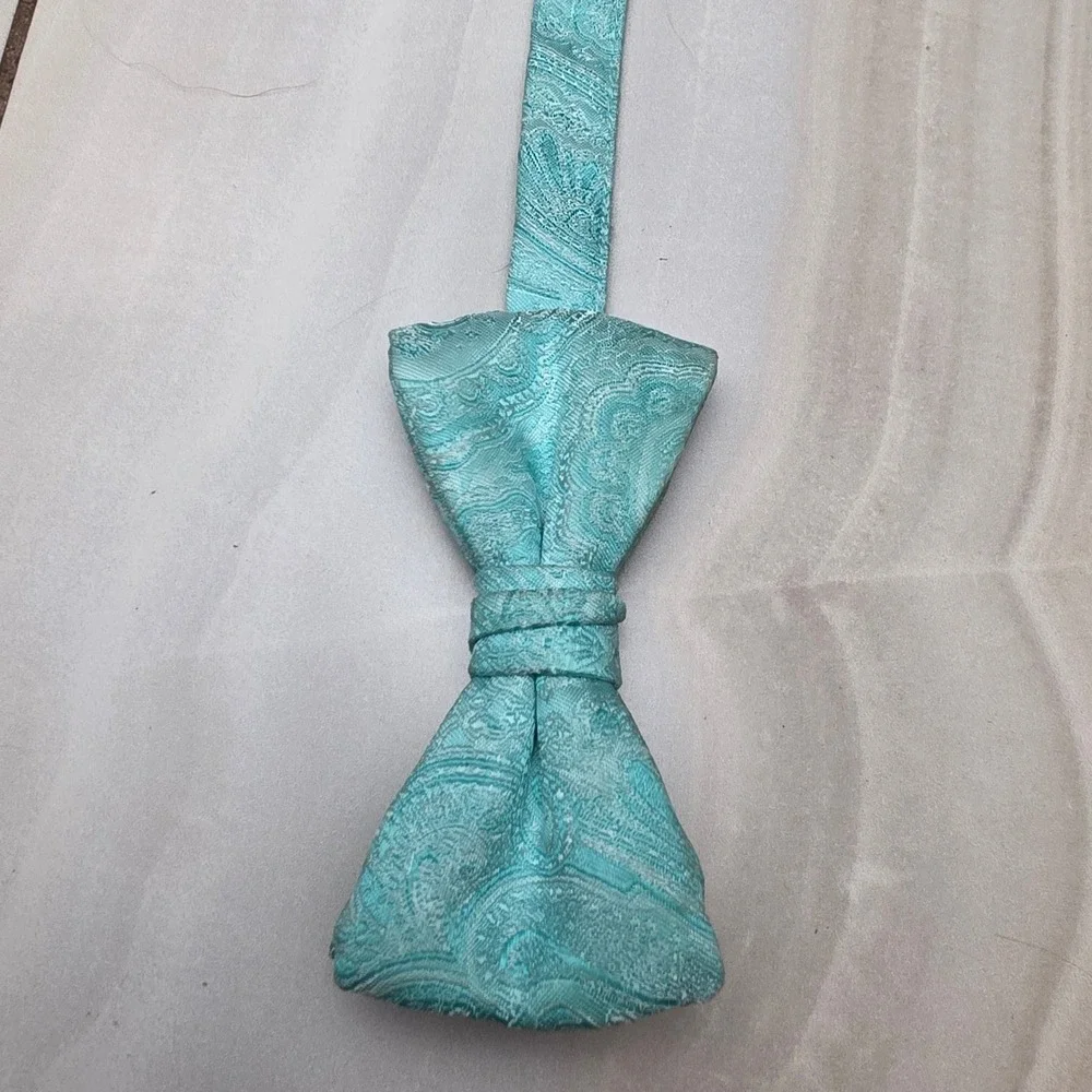 Mens‎ Aqua Blue Paisley Bow Tie Adjustable Pre-Tied Formal Wedding Turquoise D1